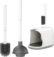 2 in 1 Toilet Bowl Brush Plunger Set with Holder Combo with Caddy Stand