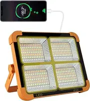 100 W LED Construction Spotlight Solar Rechargeable Battery Work Spotlight Portable Camping Lamp with 16500 mAh Power Bank, 10000 Lumen for Construction Site Garage Workshop for Fishing Emergency