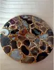 Black Agate Coffee Round Top, Mid Century Modern Agate Table, Furniture Decor