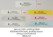 Sew-on Satin Clothing label EDGEWOVEN uniform Personalised Custom Matte black