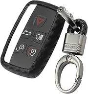 M.JVisun Soft Silicone Rubber Carbon Fiber Texture Cover Car Key Fob Case for Jaguar XE XEL XF XFL XJ F-PACE F-Type Key Fob, Black - Weave Keychain