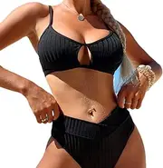Bikini Set for Women Two Piece Swimsuits Cut Out High Waisted Scoop Neck V Cut Bottom