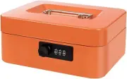 Cash Box with Money Tray and Combination Medium, Orange Lock