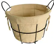 Black Circular Basket With Light Weight Burlap Fabric 8" Diameter