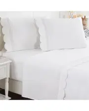 Mlange Home 600 Thread Count Scallop Rope Embroidery Sheet Set