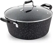 Scoville NEVERSTICK 28cm Stock Pot with Lid, Deep Non-Stick Cooking Pot, 5.5L, Suitable for All Hobs Including Induction, Rapid Heat Conduction, PFOA Free, Dishwasher Safe, Aluminium, Black