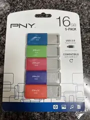 PNY 16GB 5Pack USB 2.0 Flash Drive Compatible With USB 3.0 NEW