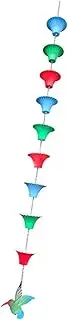 120cm Wrought Iron Rain Chain 9 Rain Collector Cups with Hummingbird Pendant for Stunning Fountain Display Multifunctional