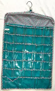 RAYMOND WAITES HANGING JEWELRY ORGANIZER PINK TURQUOISE 66 POCKETS NWT