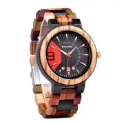 Unique Design Auto Date Display Wooden Quartz Watch