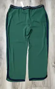 Ann Taylor Side Stripe Pants Dolphin Hem Elastic Waist Green Size XL NEW