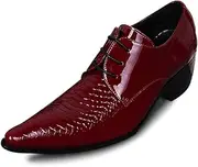 [Generic] Oxford for Men Formal Shoes Lace Up StyleGenuine Leather Pointed Toe High Heel Patent Leather Solid Colors Low Top Easy Care Men's Leather Shoes