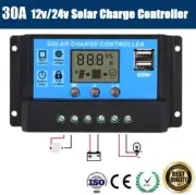 30A 12V/24V LCD PWM Solar Panel Charge Controller Battery Regulator 30 AMP