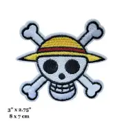 One Piece Anime Series Monkey D Luffy Skull Logo Embroidered Iron On Patch
