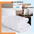 Quilted Mattress Protector Fitted Cover Waterproof Soft Single/Double/Queen/King