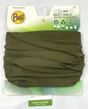 BUFF CoolNet UV+ Bug Sun Shield Headwear Bandana Face Mask NEW; Military Green