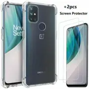 For OnePlus Nord N100 N200 N10 5G Clear Shockproof TPU Case + 2 Screen Protector