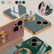 Luxury Plating Ring Stand Case For iPhone 15 14 Plus 13 12 11 Pro Max XR XS 8 7