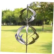 , Kinetic Metal Wind Spinner - Large Outdoor Metal Wind Spinners for Silver 04