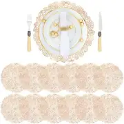 Set of 12 Gold Metallic Pressed Vinyl Dining Table Mats for Holiday Wedding
