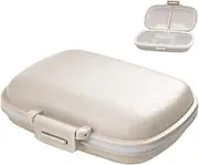 1Pack Daily Pill Organizer, 8 Compartments Travel Pill Case for Pocket Purse Portable Medicine Vitamin Container Beige