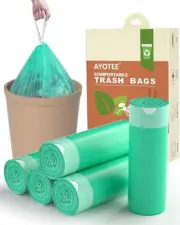 Small Compost Bags 1.2 Gallon 125 Count AYOTEE Drawstring Mini Trash Bag Stro...