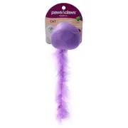 Paws & Claws 20cm Plush Catnip Ball Interactive Cat Toy w/ Feather Tail Assorted
