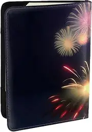 [EdWal] Explosion Fireworks 3D Print Passport Cover with Credit Card Holder Leather Passport Case, for Women Men Family ID Travel, Black, One Size