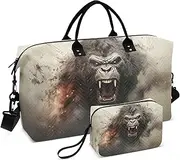 [YXYZRMY] Travel Duffel Bag Angry Gorilla Portrait Abstruct Gym Bag Sports Tote Bag with Multiple Interior Pockets Shoulder Weekender Bag for Women Men with Toiletry Bag 20.5”x 7.9”x 13.8