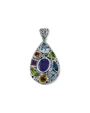 Samuel B. Silver 7.13 ct. tw. Amethyst, Blue Topaz, Citrine, Peridot, Rhodolite And Blue Topaz Pendant