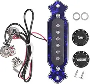 Labymos Blue Pearl Shell 6-String Sound Hole Magnetic Pickup with Tone Volume Controller for Folk Acoustic Electric Guitar