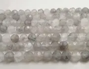 Cloudy Gray Quartz Big Faceted Round Beads 10mm 15.5" Strand