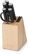KitchenAid Classic 7-Piece Natural Knife Block Set with Built-in Sharpener, High-Carbon Japanese Stainless Steel Knives, Black