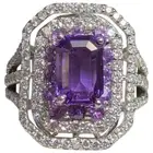 Purple 4Ct Emerald Cut Sapphire Lab Created Wedding Ring 14k Yellow Gold Plated
