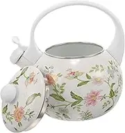Happyyami Enamel Tea Kettle with Whistle Elegant Stovetop Kettle for Home Office Easy to Clean Smooth Surface Design for Tea Parties and Induction Cooking