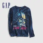 GAP 男童裝 GAP X STAR WARS星際大戰聯名 印花圓領長袖T恤-深藍紮染(615582)