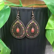 2” Bronze-tone Earring Set Bohemian Retro Drop Dangle Hook New Free Ship 7540