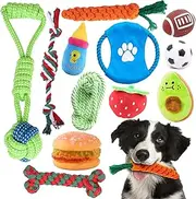Dog Rope Toys Squeaky Dog Toys,Chew Toys Cute Plush Toys Pet Toys for Small Medium Dogs 12Pcs,Puppy Birthday Gifts.Teething Training Non-Toxic and Safe,Relieve Boredom and Stress