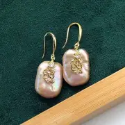 Women Natural Pearl Earring Fashion Jewelry Evening Party Drap Dangle Earring