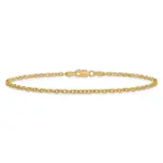 14K Solid Yellow Gold 2.2mm Forzantine Cable Chain Anklet Bracelet