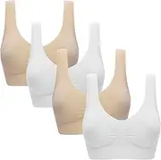 [Vermilion Bird] Women's 3 Pack Seamless Comfortable Sports Bra with Removable Pads