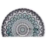 Half Round Door Mat,Semi Circle Bathroom Floor Rug,Mandala Boho Bohemian B2