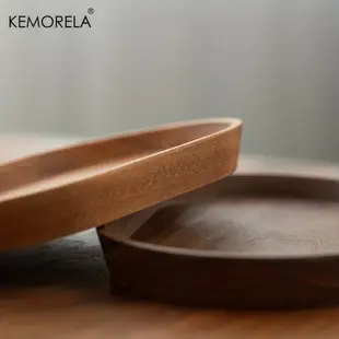 KEMORELA 日式木木托盤1pcs餐具實木橢圓甜品盤日式木托盤小吃盤乾果木盤實心餐具麵包甜品盤