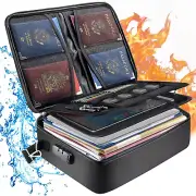 Fireproof Document Bag with Lock, Waterproof File Organizer, 15"x11"x4"