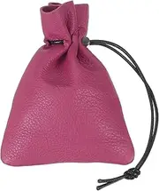 [uxcell] 1 Pcs Drawstring Bag, Leather Coin Purse, Change Purse for Women, Men's Leather Bag, for Jewelry, Keys, Coin Storage(Rose Red)