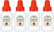 WXOIEOD 4 Pieces Mini Ketchup Bottle for Bento Box Accessories, 1 oz Condiment Squeeze Bottles Empty Plastic Salad Dressing Container Tomato Ketchup Condiments Squirt Squeezable Jar for Sauces Syrup