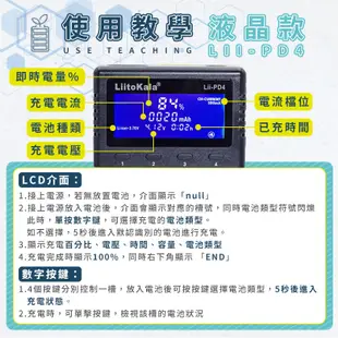 【四槽 燈號 液晶】電池充電器 可檢測電池容量 充電電池充電器 鋰電池 鎳鋅  LiitoKala 18650充電器