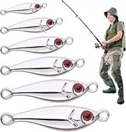 Rrlihjgu Fishing Lures for Freshwater - Realistic Metal Bait,3D Eyes Sequin Jig Lures Set of 6 for Offshore Trolling Night All Waters Fishing