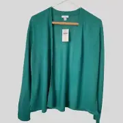 J. Jill Light Open-Front Linen Blend Cardigan Color: Aegean Size S NWT