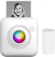 Mini Pocket Printer Portable 58mm Thermal Printer Machine BT Connection for Picture Label DIY Handcraft List Memo Notes Journal Receipt Paper Instant Sticker with 1 Roll Thermal Paper Gift